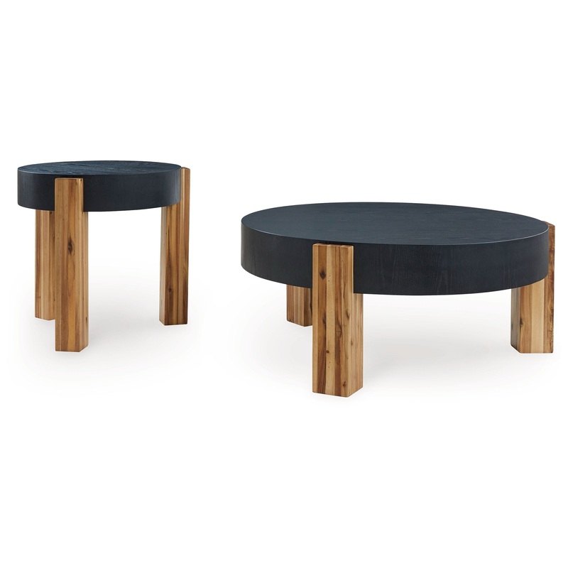 Breenmore – Black / Natural – Occasional Table Set (Set of 2)