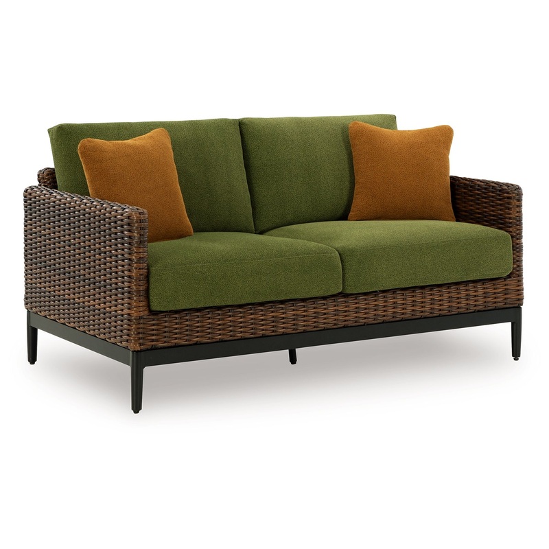 Horizon Hall – Brown / Green – Loveseat With Cushion