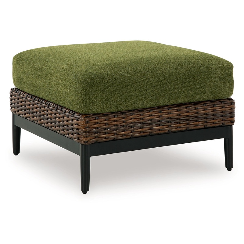 Horizon Hall – Brown / Green – Ottoman With Cushion