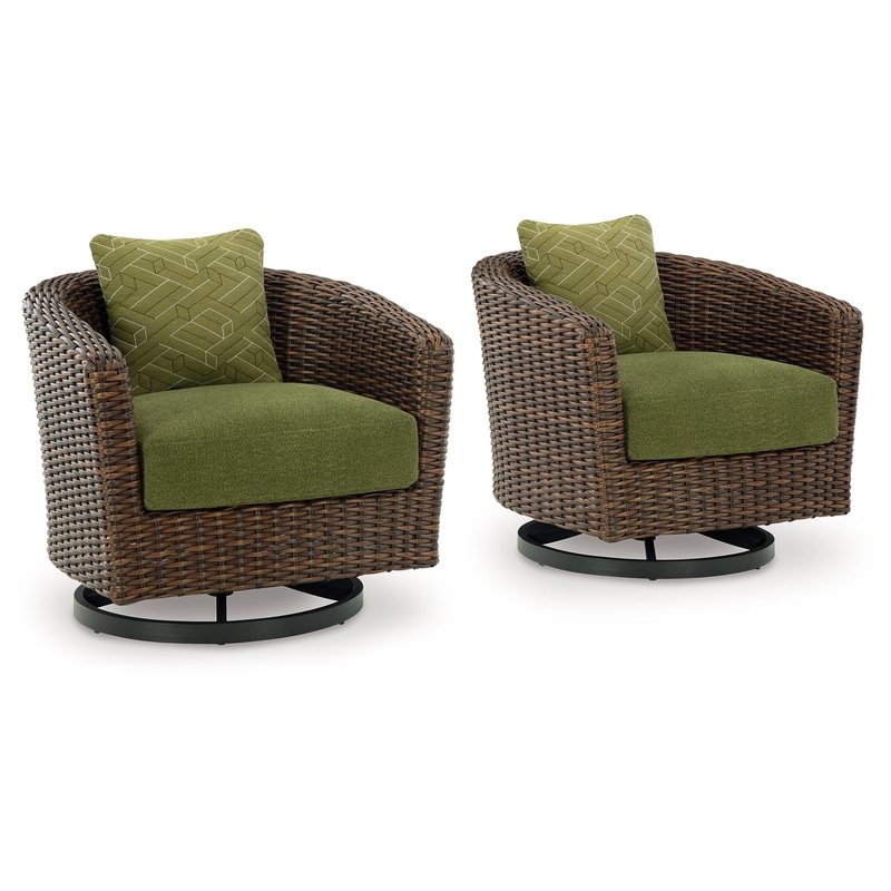 Horizon Hall – Brown / Green – Swivel Lounge With Cushion