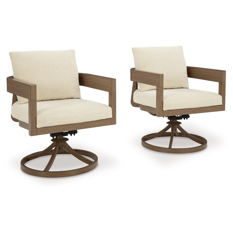 Serene Bay – Dark Brown / White – Swivel Chair With Cushion (Set of 2)