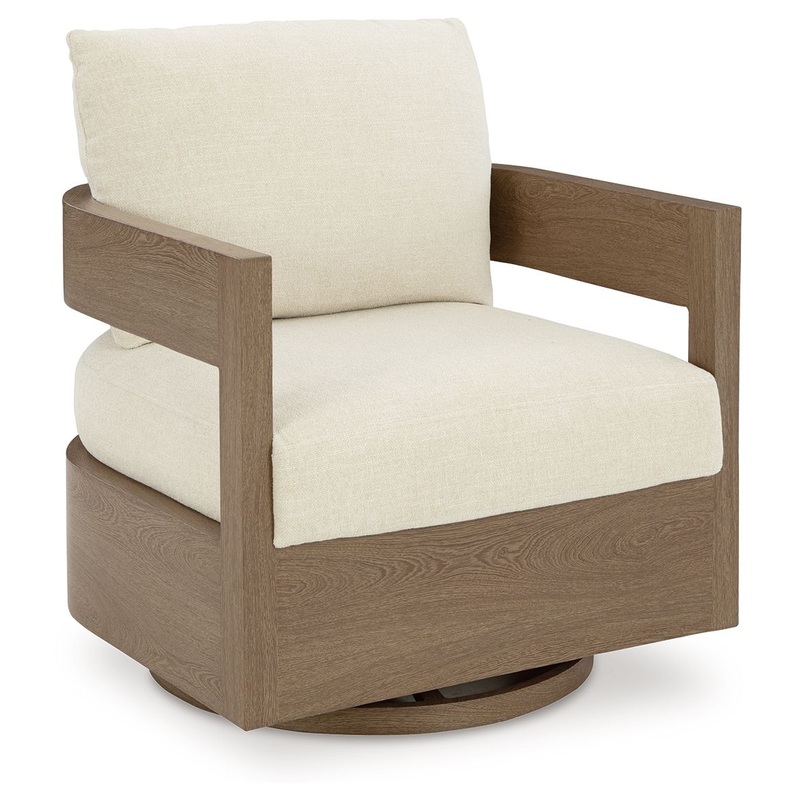 Serene Bay – Dark Brown / White – Swivel Glider Chair With Cushion