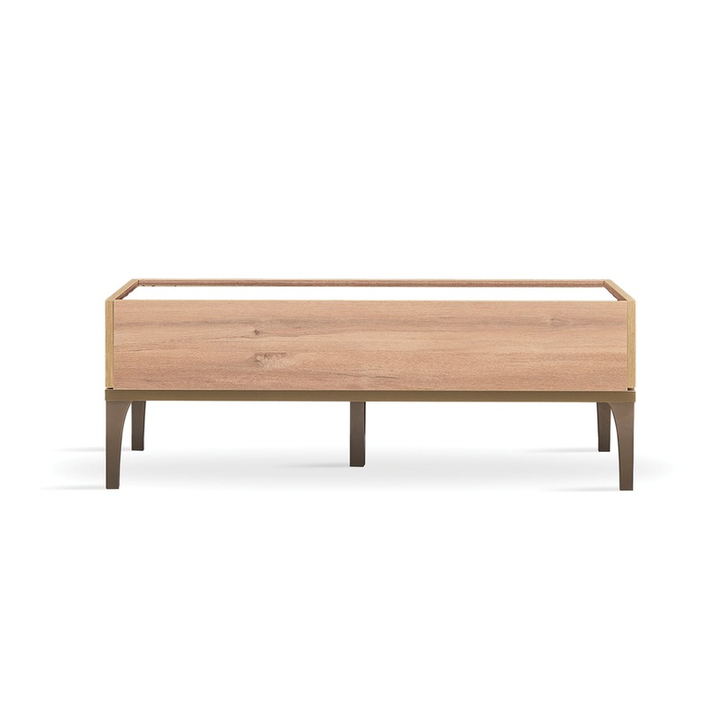 Sona – Coffee Table with Glass – Light Brown