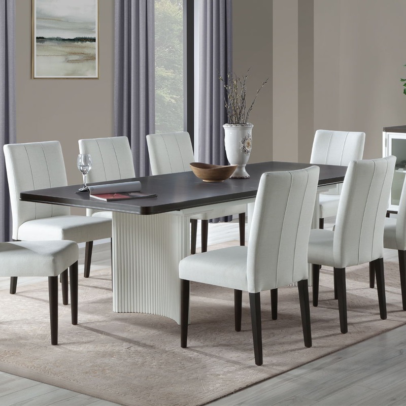 Carena – Dining Table With Leaf – White & Brown Finish