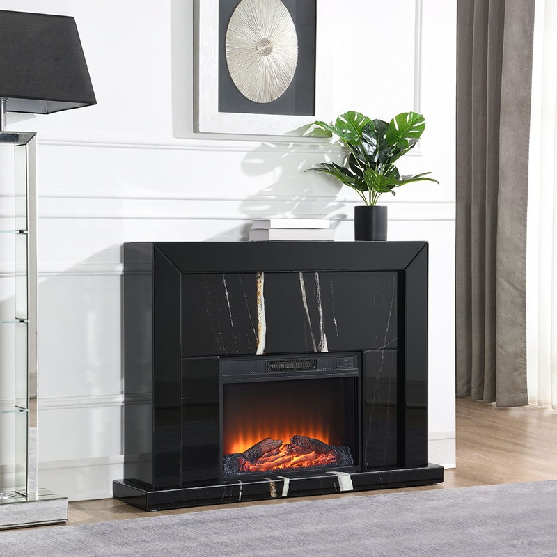 Drisana – Fireplace – Black Mirrored Finish