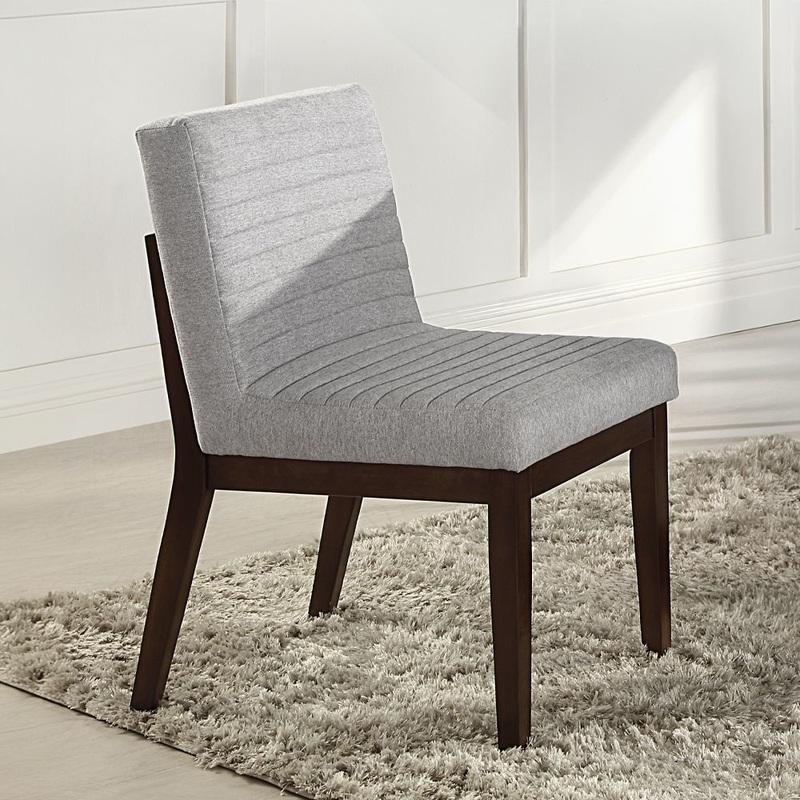 Edwyn – Side Chair (Set of 2) – Gray Fabric & Brown Finish