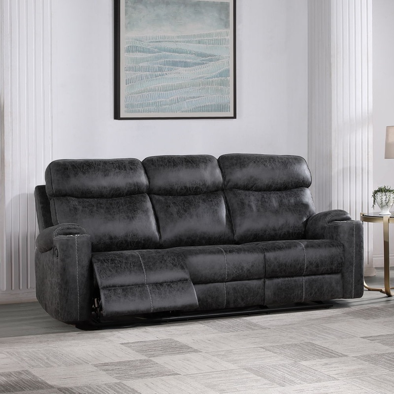 Hirah – Motion Sofa – Dark Gray Polish Microfiber