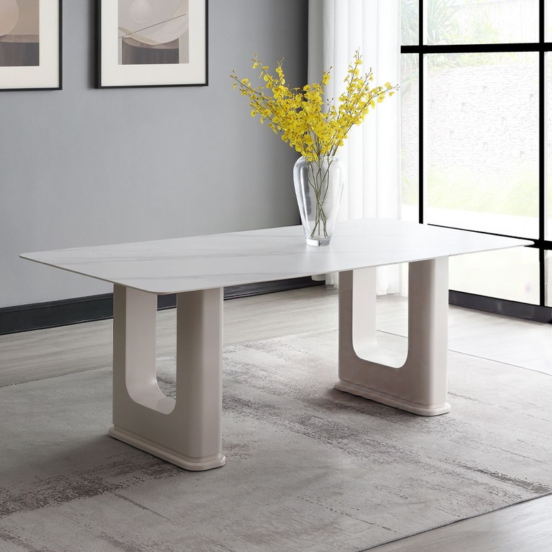 Kalam – Dining Table – Ceramic Top & Beige Finish