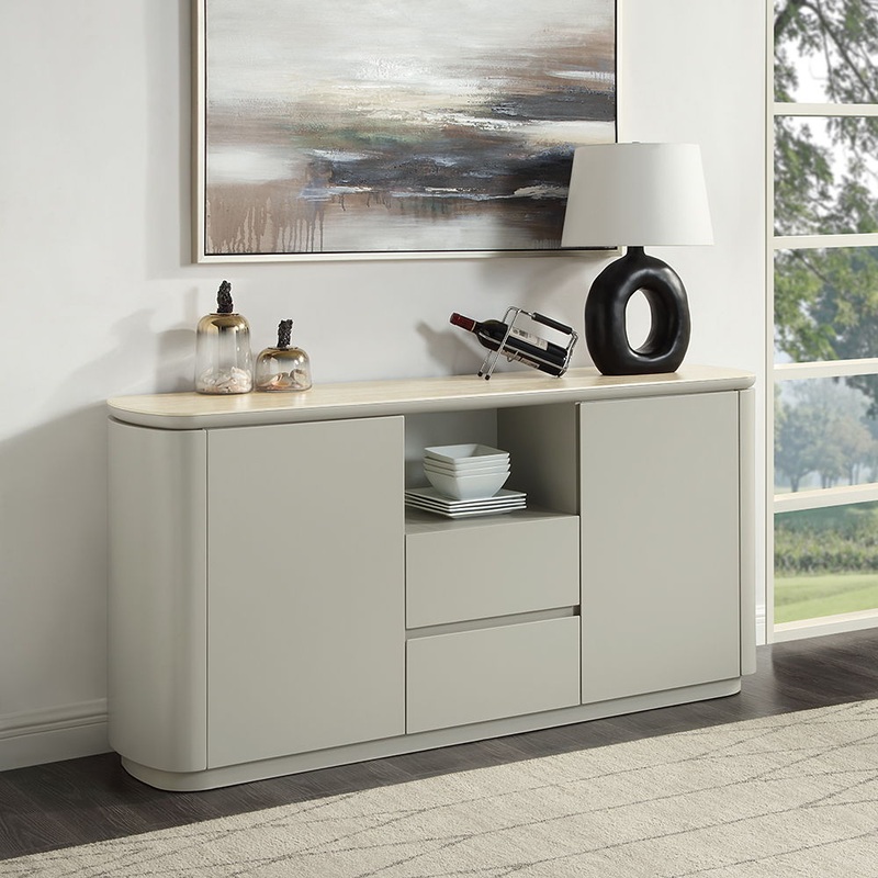 Ingram – Server – Ceramic Top & Light Gray Finish