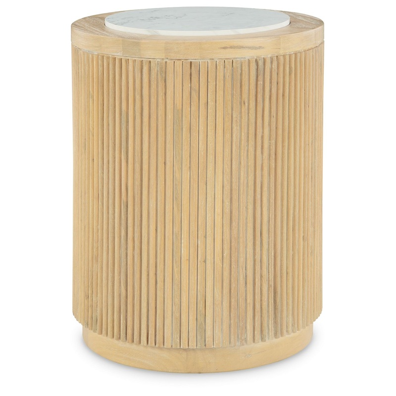 Camdill – Light Brown / White – Round End Table