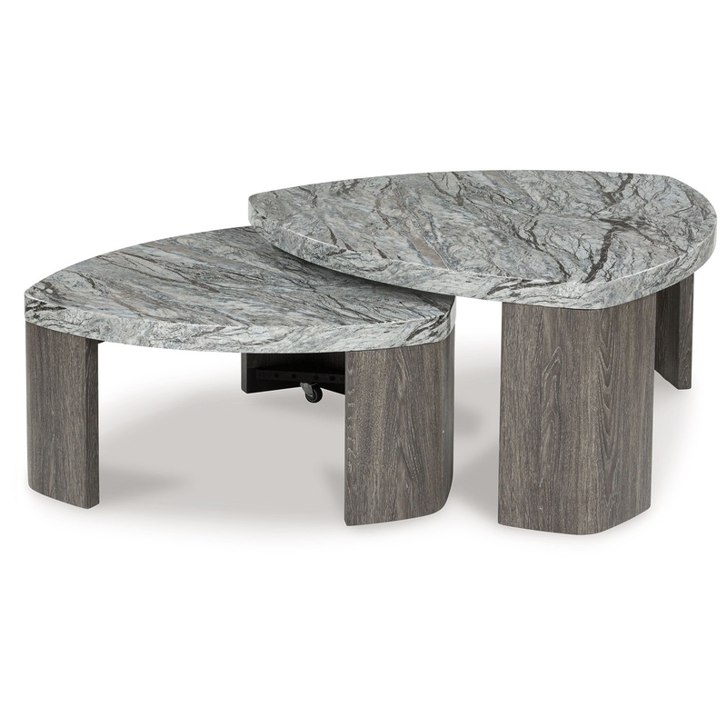 Surmour – Gray / Brown – Stacked Cocktail Table