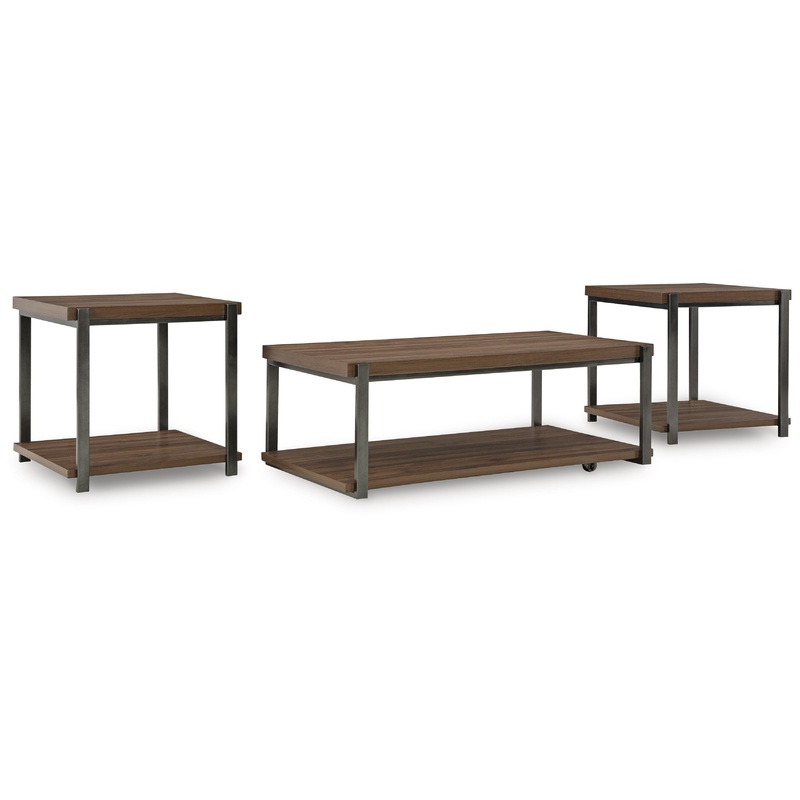 Trindwick – Brown / Gun Metal – Occasional Table Set (Set of 3)