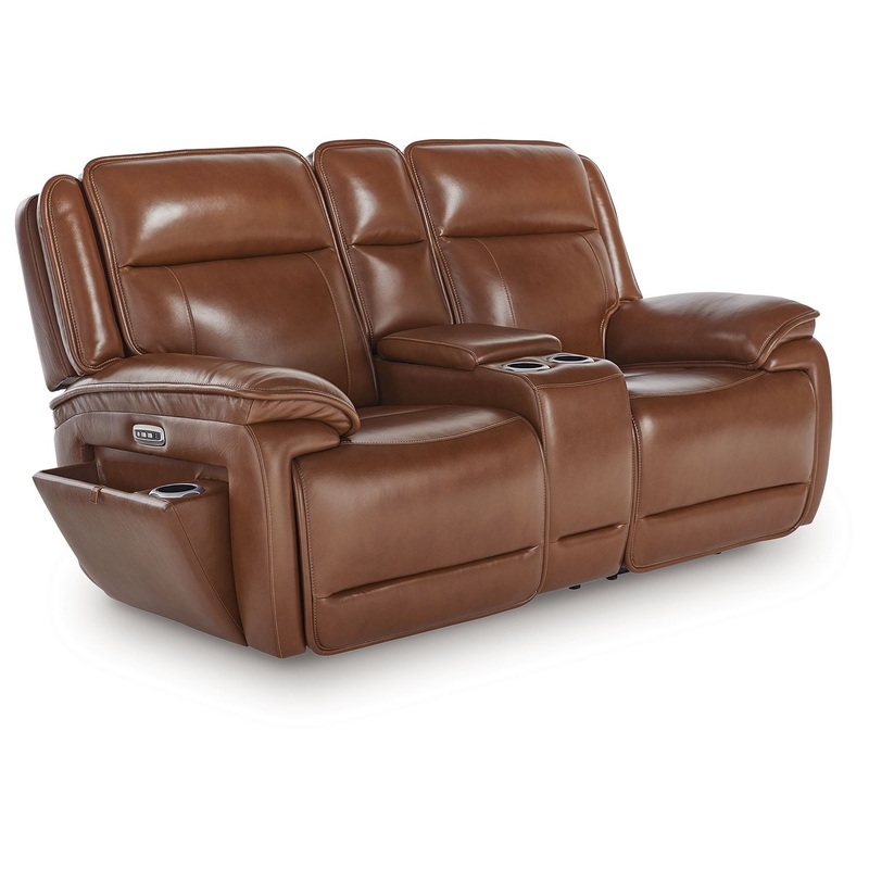 Healy Pier – Chocolate – Power Reclining Loveseat With Console / Adj Headrest