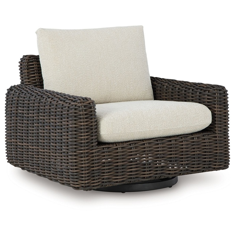 Kimora – Beige / Dark Brown – Swivel Glider Lounge With Cushion