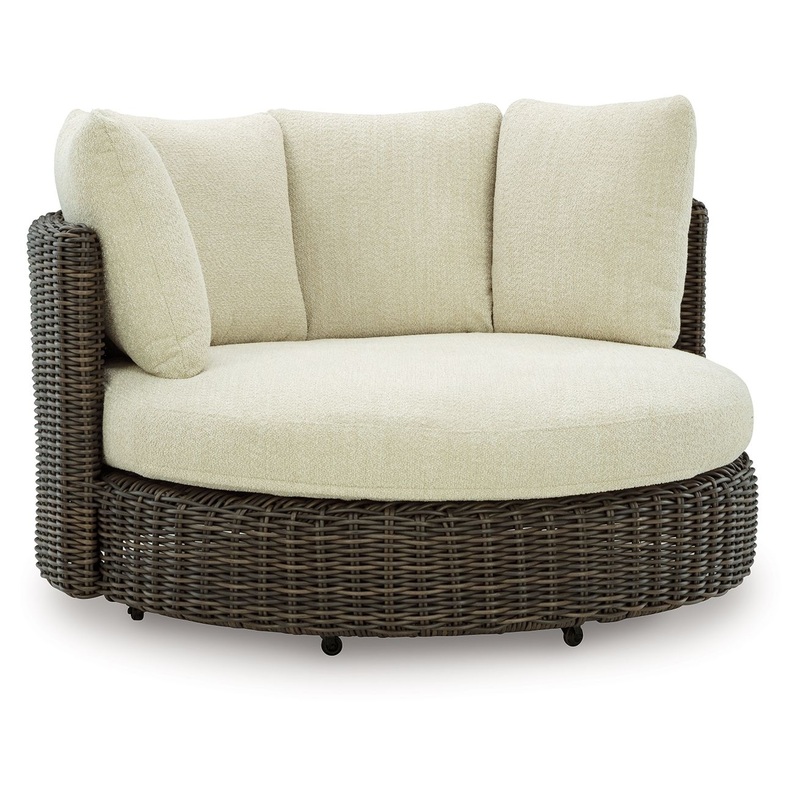 Kimora – Beige / Dark Brown – Swivel Lounge Chair With Cushion