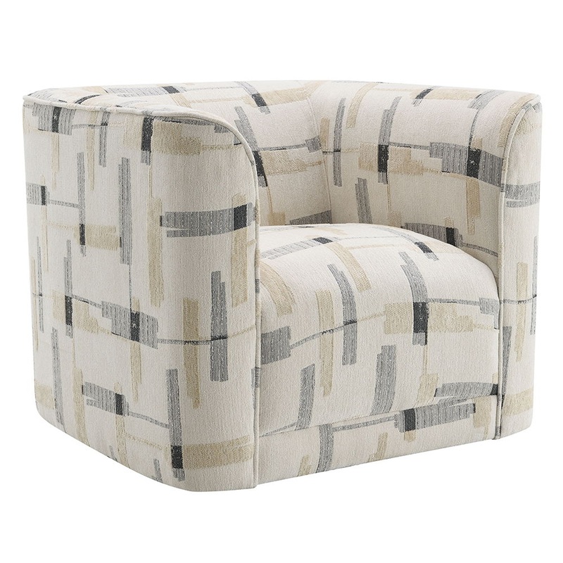 Darya – Chair With Swivel – Beige Pattern Fabric