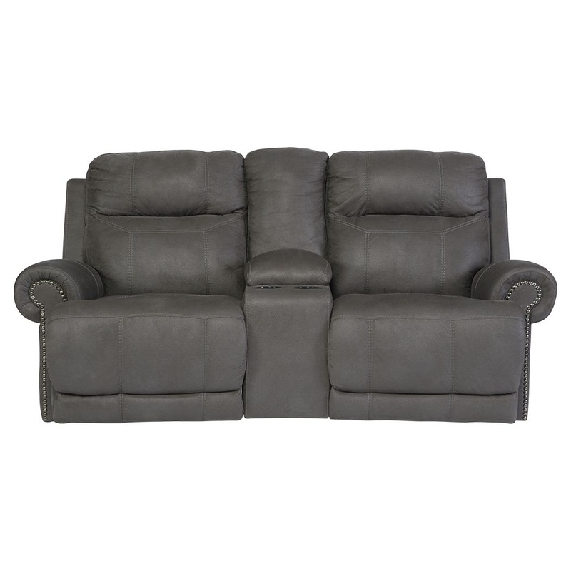 Austere – Gray – DBL Rec Loveseat w/Console
