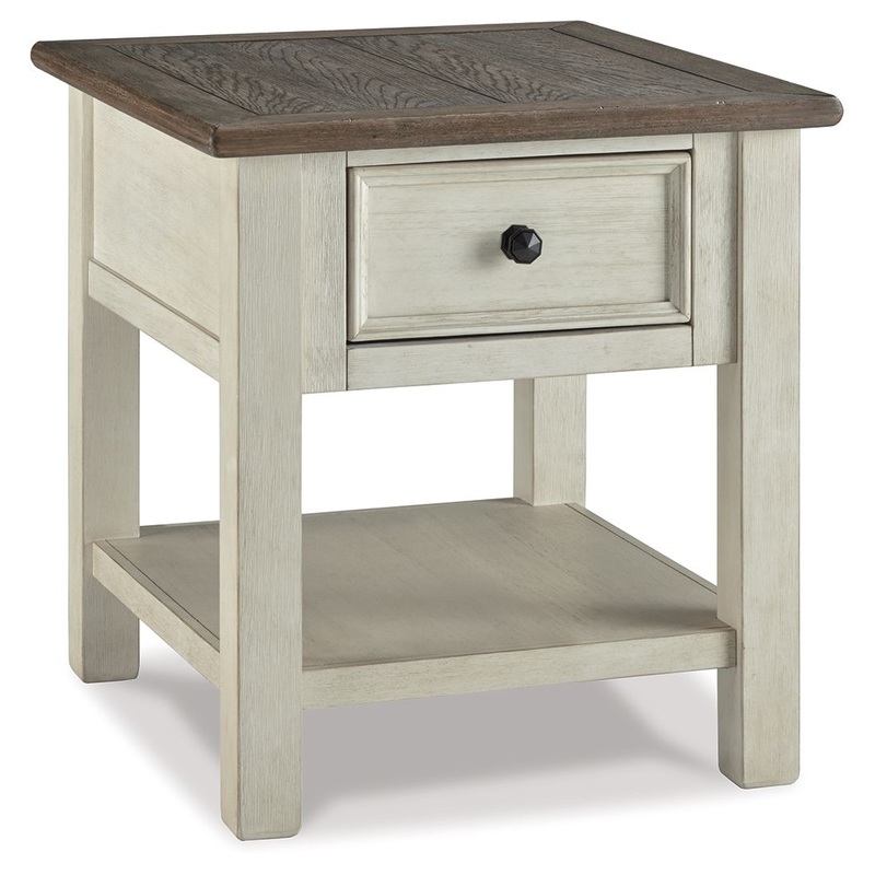 Bolanburg – White / Brown / Beige – Rectangular End Table