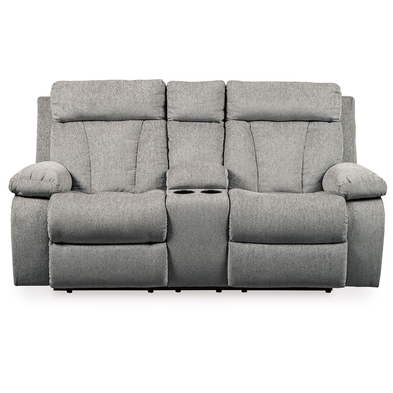Mitchiner – Fog – DBL Rec Loveseat w/Console