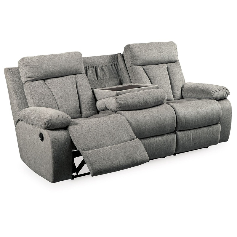 Mitchiner – Fog – REC Sofa w/Drop Down Table
