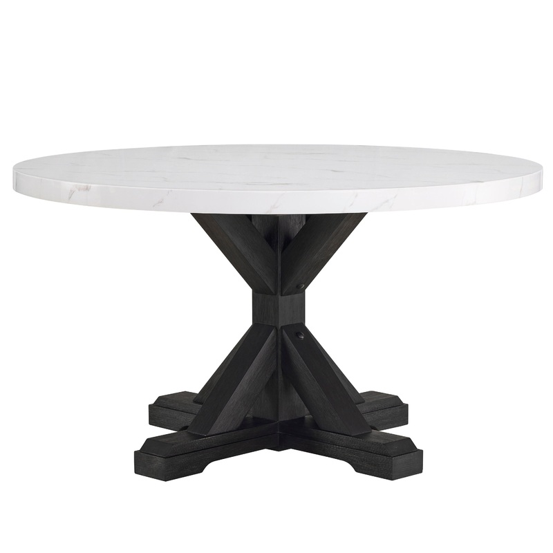 Vance – Faux Marble Dining Table – White & Charcoal