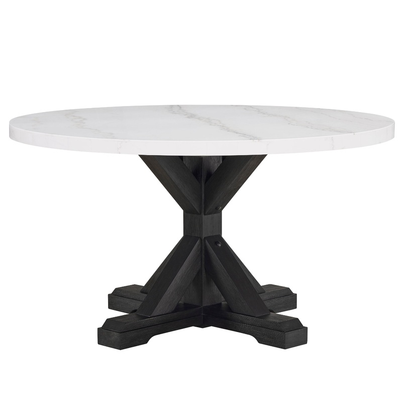 Varley – Genuine Marble Table – White & Charcoal