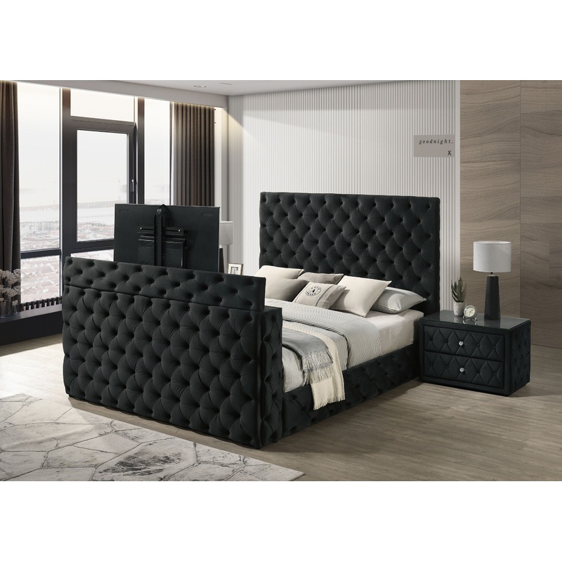 Josephine – Queen Bed With TV Lift – Black