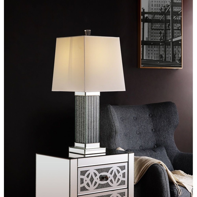 Noralie – Table Lamp – Mirrored & Faux Stones – 30″