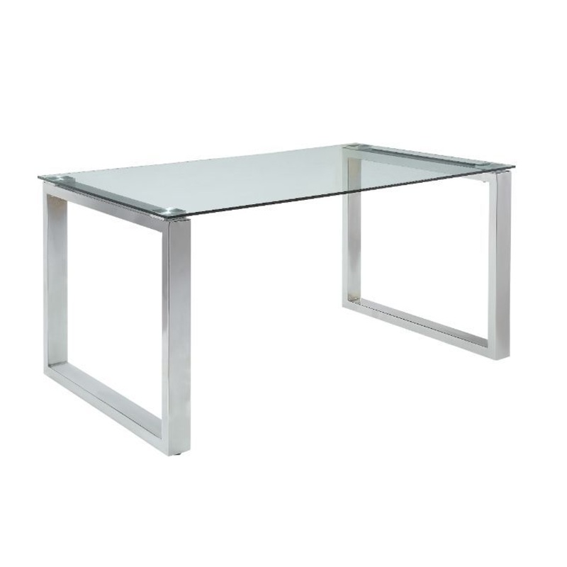 Abraham – Dining Table – Clear Glass & Chrome Finish