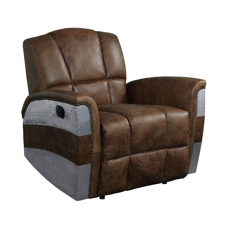 Brancaster – Recliner – Retro Brown Top Grain Leather & Aluminum