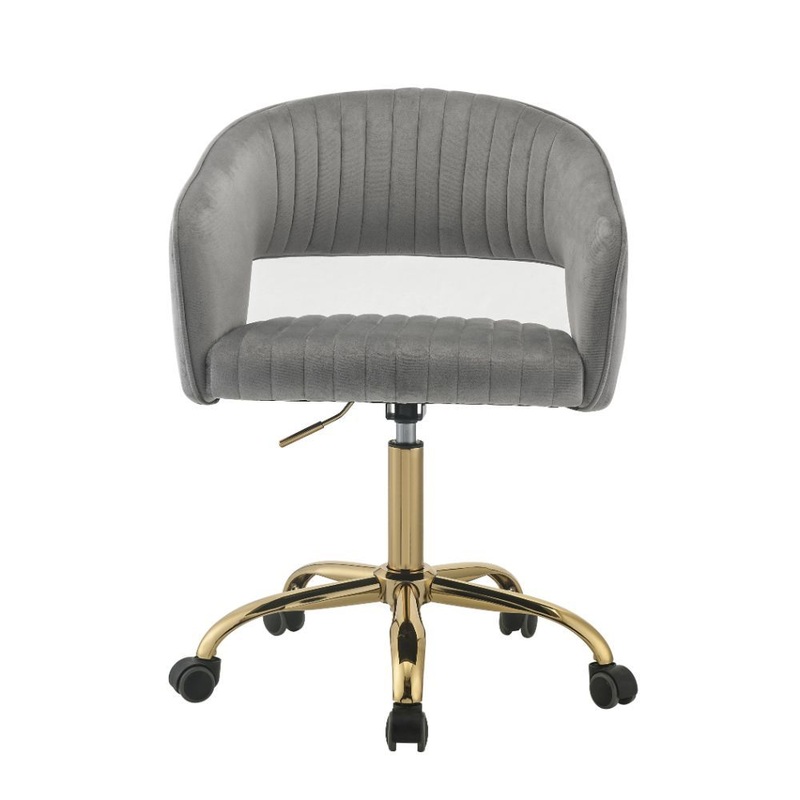 Hopi – Office Chair – Gray Velvet & Gold