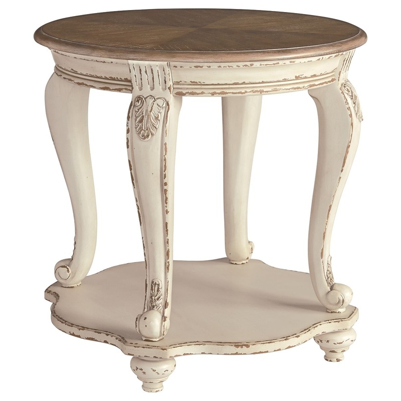 Realyn – White / Brown – Round End Table