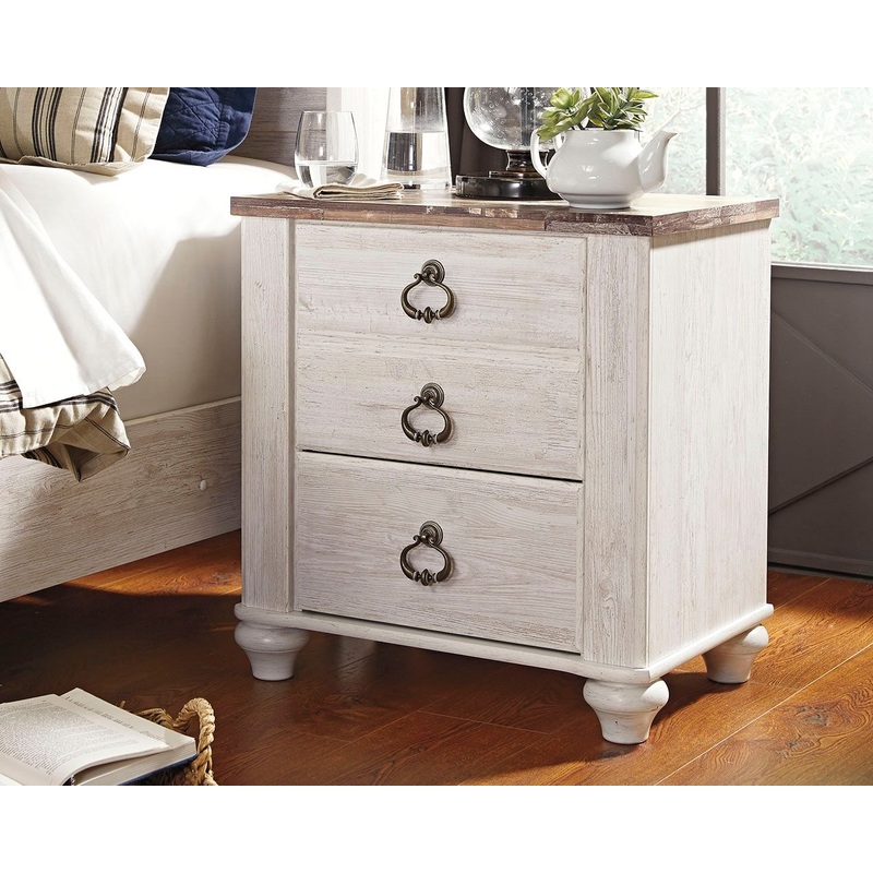 Willowton – Brown / Beige / White – Two Drawer Night Stand
