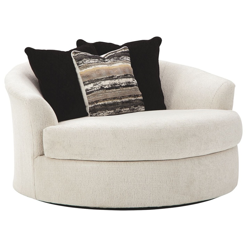 Cambri – Snow – Oversized Round Swivel Chair