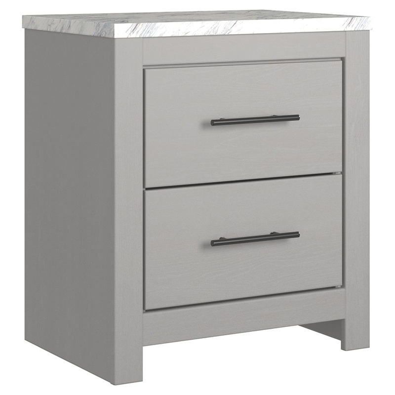 Cottonburg – Light Gray / White – Two Drawer Night Stand