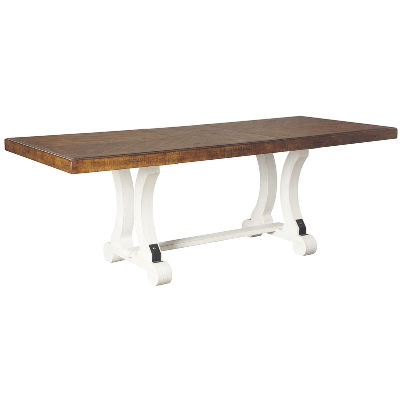 Valebeck – White / Brown – Rectangular Dining Room Table