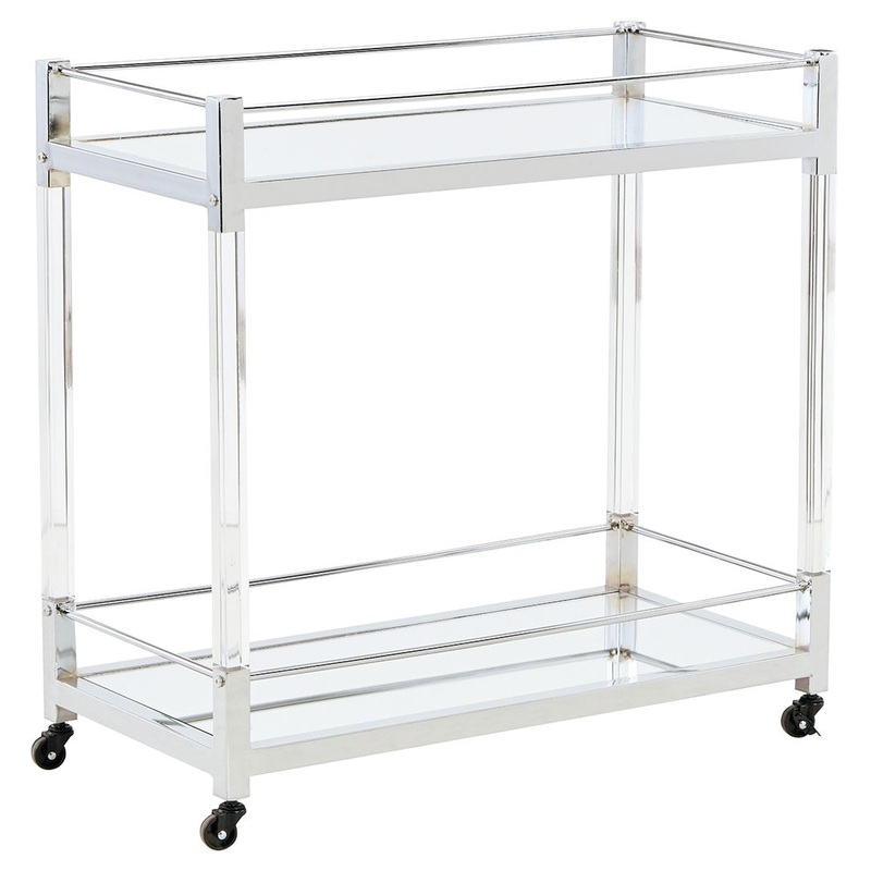 Chaseton – Clear / Silver Finish – Bar Cart