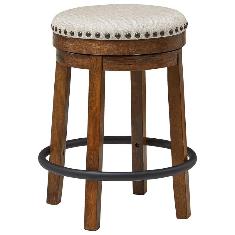 Valebeck – Upholstered Swivel Stool Dark Brown