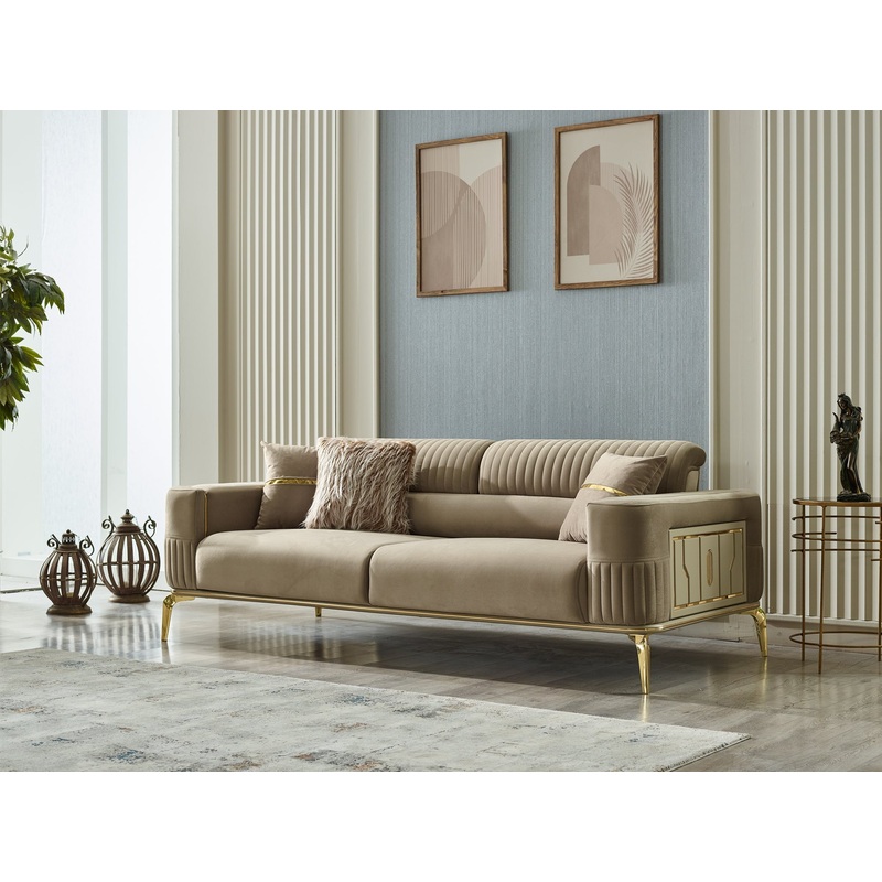 Armoni 90″ Wide Square Arm Extendable Sofa Beige