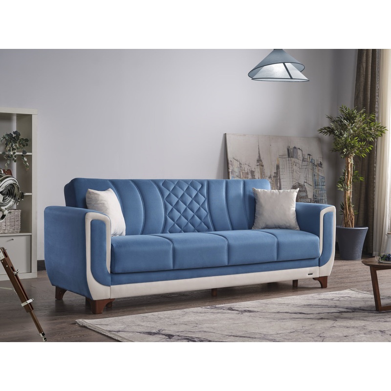 Berre 92″ Wide Convertible Sofa Blue