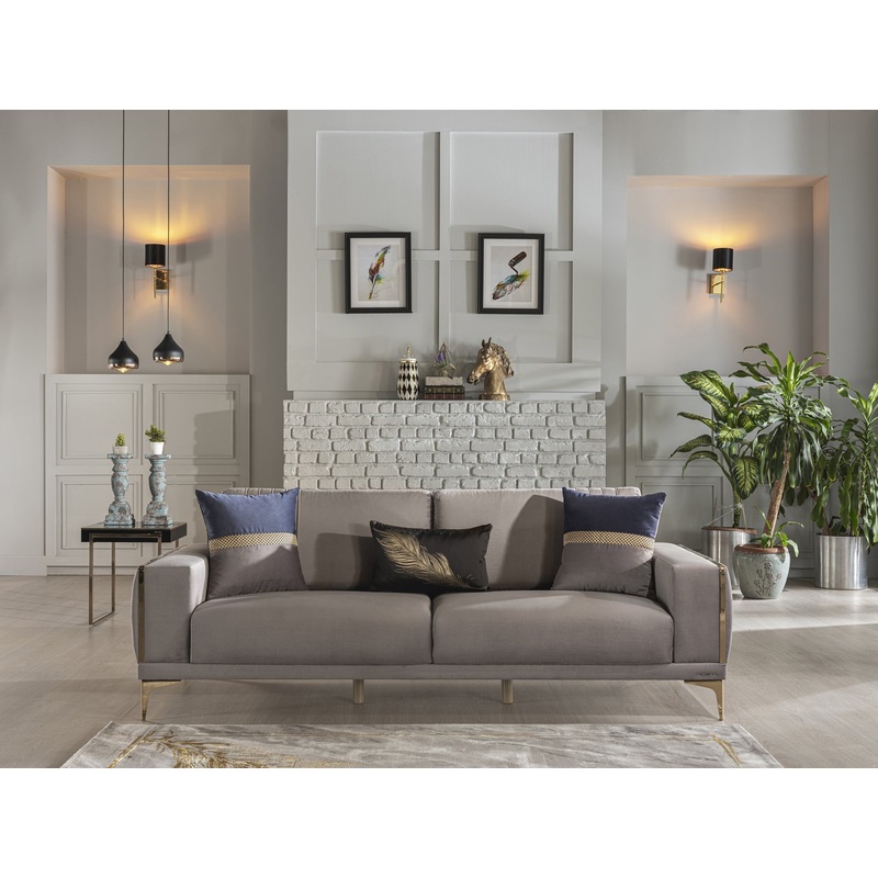 Carlino Sofa 3 Seat Sleeper 4 Pcs Gray