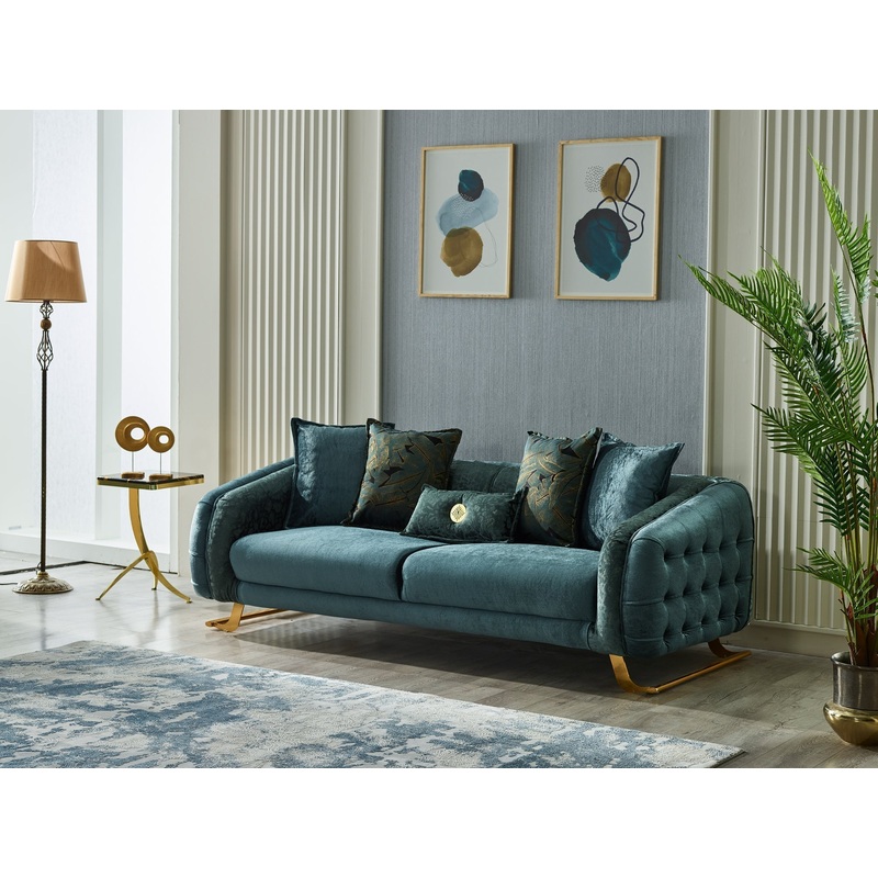 Laguna 91″ Wide Tufted Sofa Green