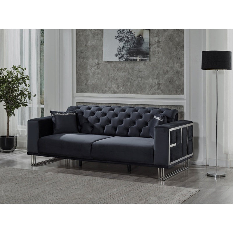 Puzzle 87″ Wide Tufted Extendable Sofa Dark Gray