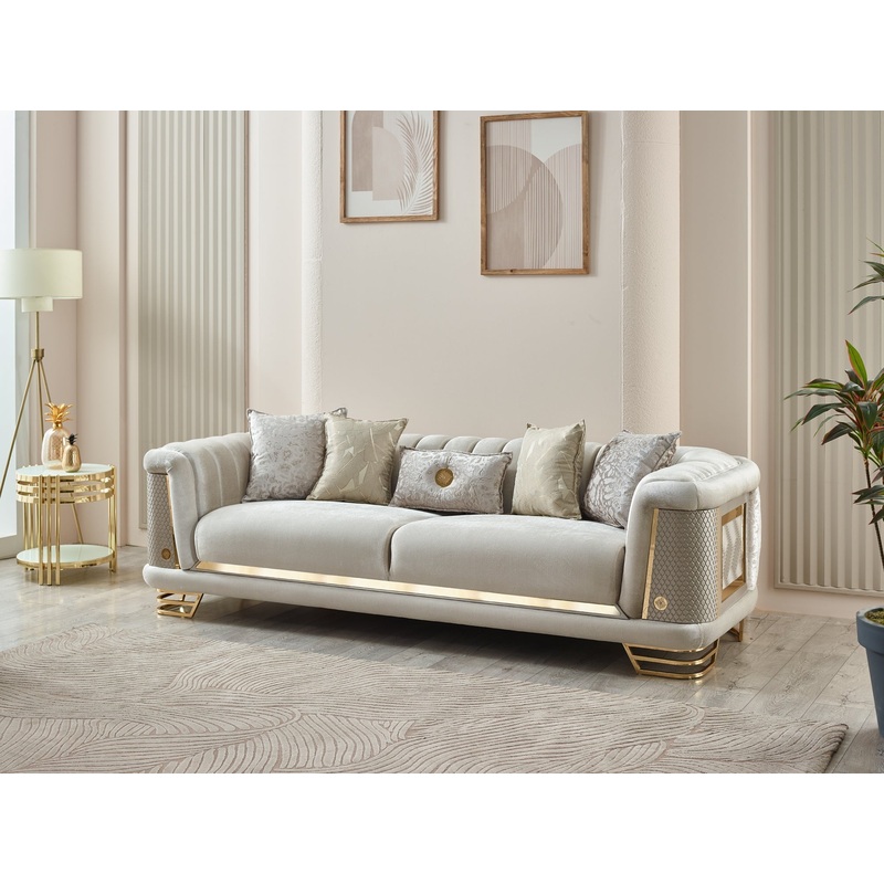 Romances 98″ Wide Square Arm Sofa Cream