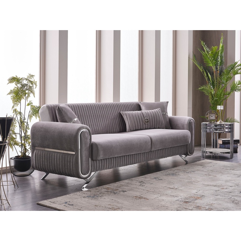 Royals 87″ Wide Convertible Sofa Light Gray