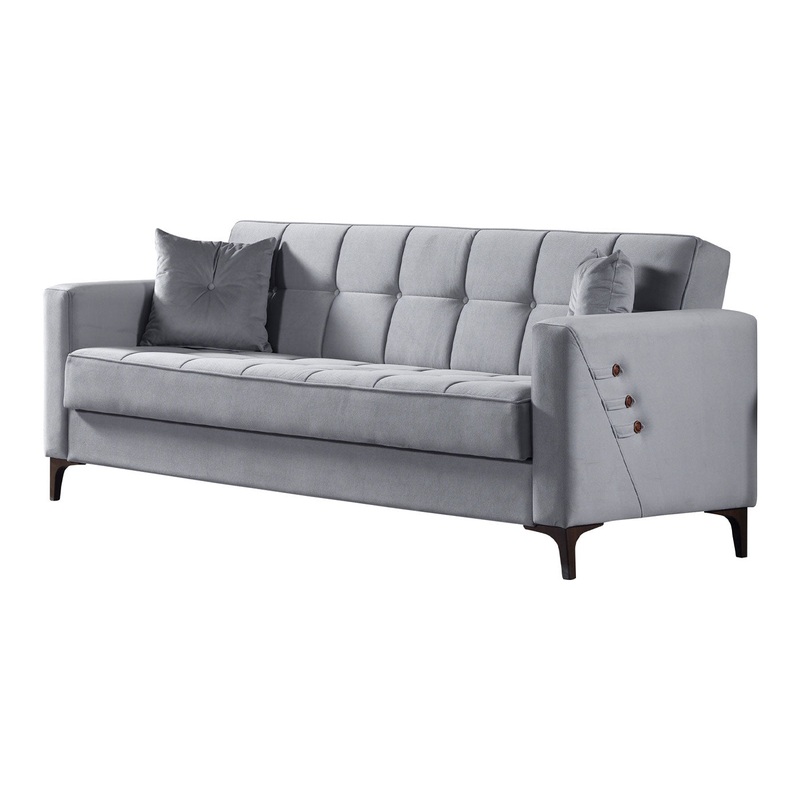 Step 88″ Wide Square Arm Convertible Sofa Light Gray