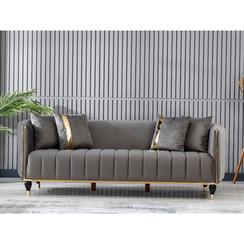 Toronto 85″ Wide Square Arm Sofa Gray