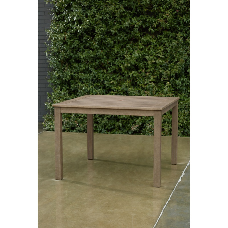 Aria Plains – Brown – Square Dining Table W/Umb Opt
