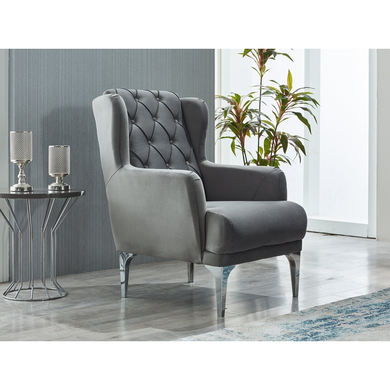 Bolivya 29″ Wide Tufted Armchair Gray