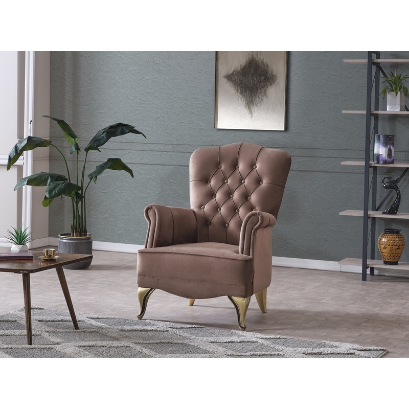 Karizma 32″ Wide Tufted Armchair Brown